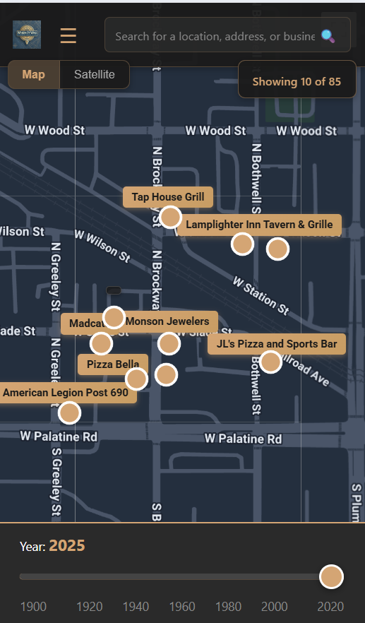 Interactive map with historical locations